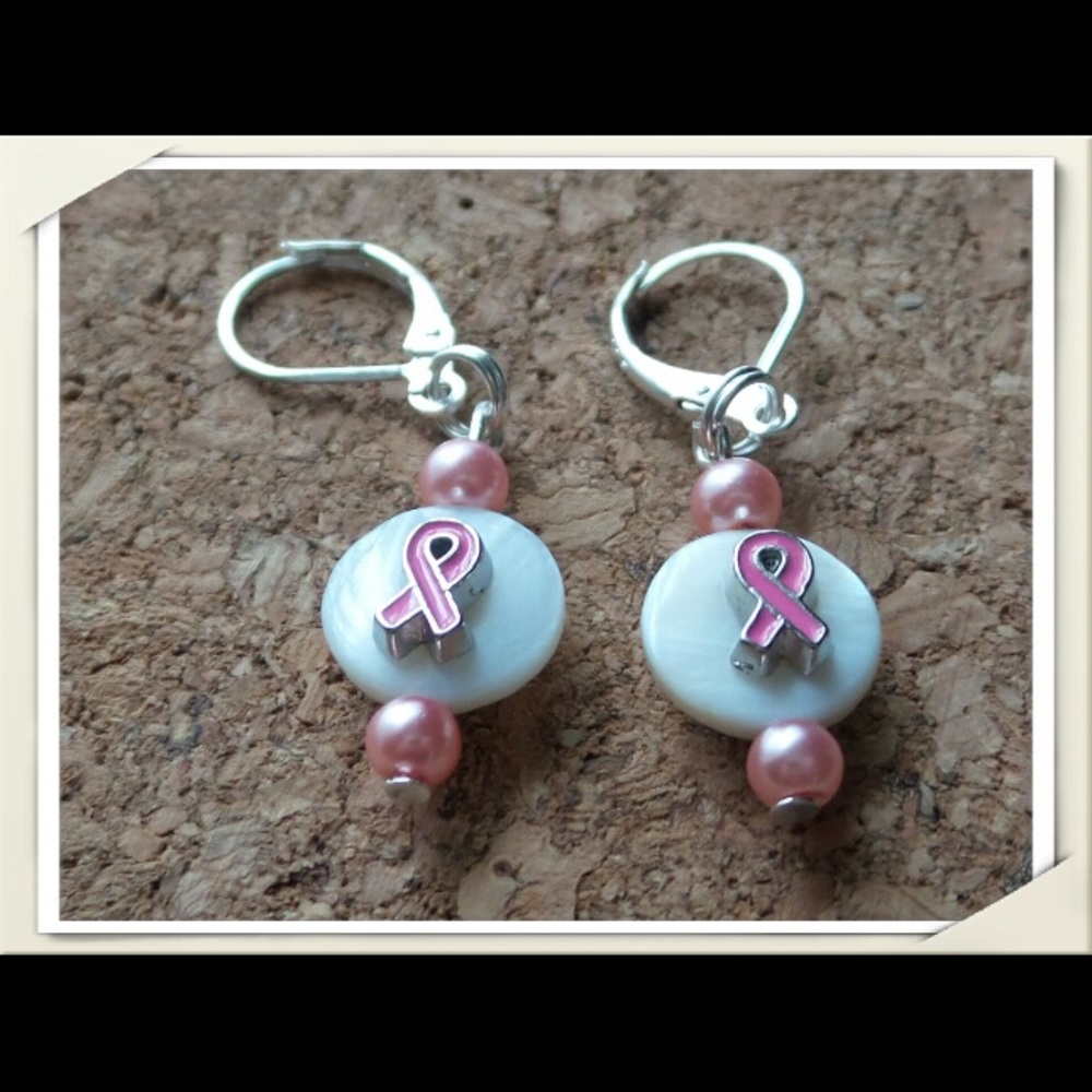 Breast Cancer Awareness Ribbon Earrings